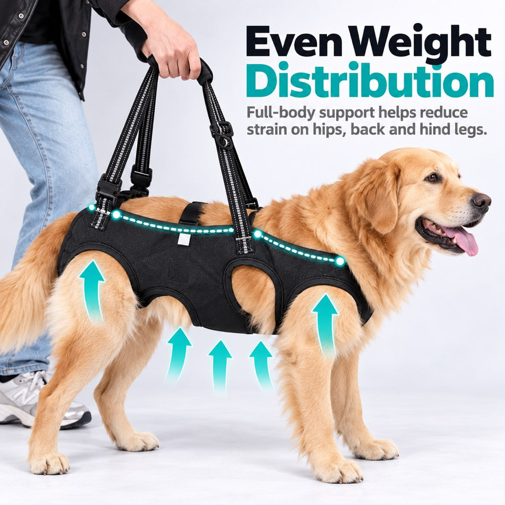 Full-body support and even weight distribution for a dog