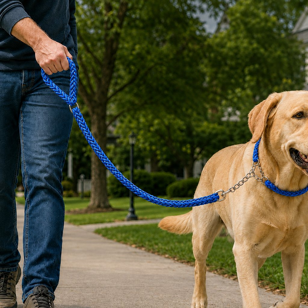Paws in Awe Heavy-Duty Braided Dog Leash with Chain-Control Collar for Strong Pullers - Daily Walking & Training image 11