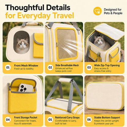 Paws in Awe Large Breathable Pet Carrier for Cats & Small Dogs - Roomy Travel Bag for Vet Visits, Road Trips & Daily Outings image 4