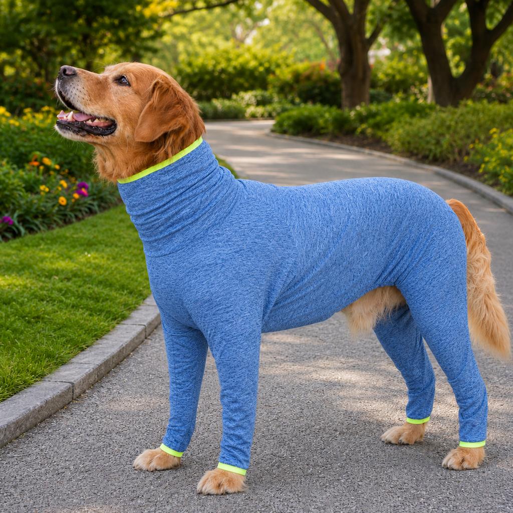 Paws in Awe Large Dog Full-Body Suit for Indoor Wear - Stretch 4-Leg Coverall image 10