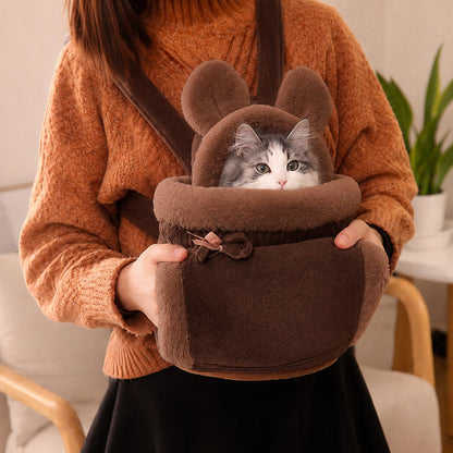 Paws in Awe Winter Warm Cat Carrier Backpack for Cold-Weather Outings - Plush Hands-Free Carrier for Cats & Small Pets image 8