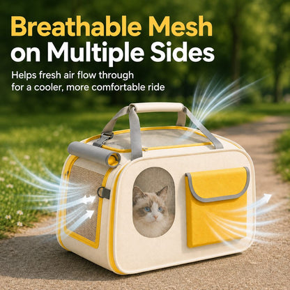 Paws in Awe Large Breathable Pet Carrier for Cats & Small Dogs - Roomy Travel Bag for Vet Visits, Road Trips & Daily Outings image 5