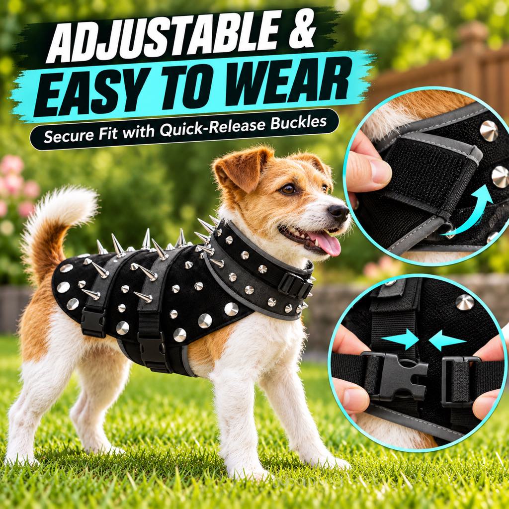 Adjustable straps and quick-release buckles on dog vest