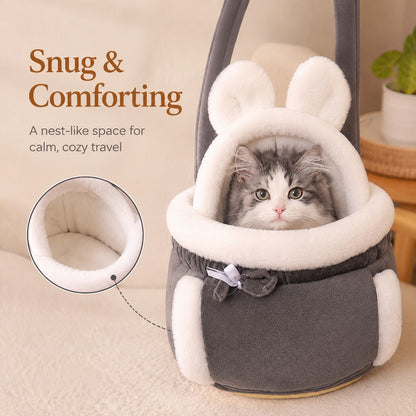 Paws in Awe Winter Warm Cat Carrier Backpack for Cold-Weather Outings - Plush Hands-Free Carrier for Cats & Small Pets image 4