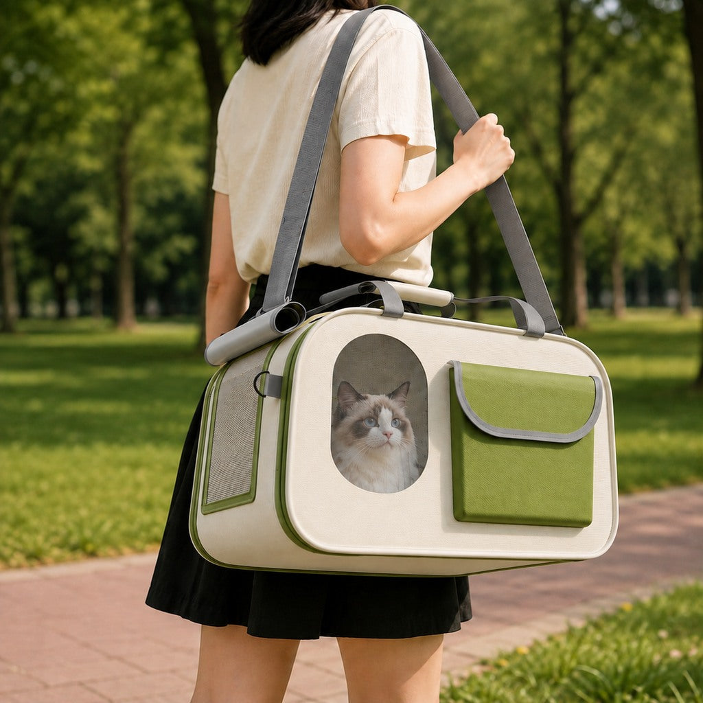 Paws in Awe Large Breathable Pet Carrier for Cats & Small Dogs - Roomy Travel Bag for Vet Visits, Road Trips & Daily Outings image 9