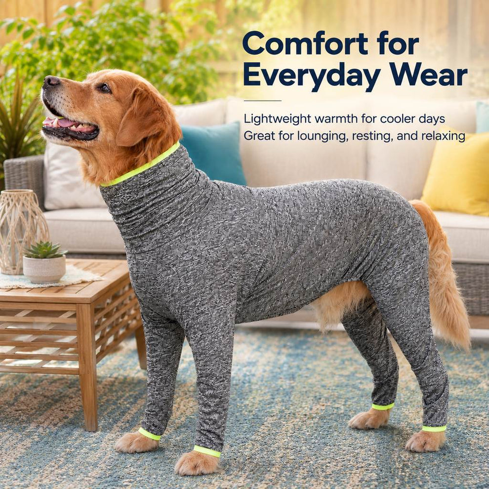Paws in Awe Large Dog Full-Body Suit for Indoor Wear - Stretch 4-Leg Coverall image 4