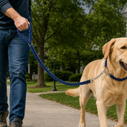 Paws in Awe Heavy-Duty Braided Dog Leash with Chain-Control Collar for Strong Pullers - Daily Walking & Training image 8