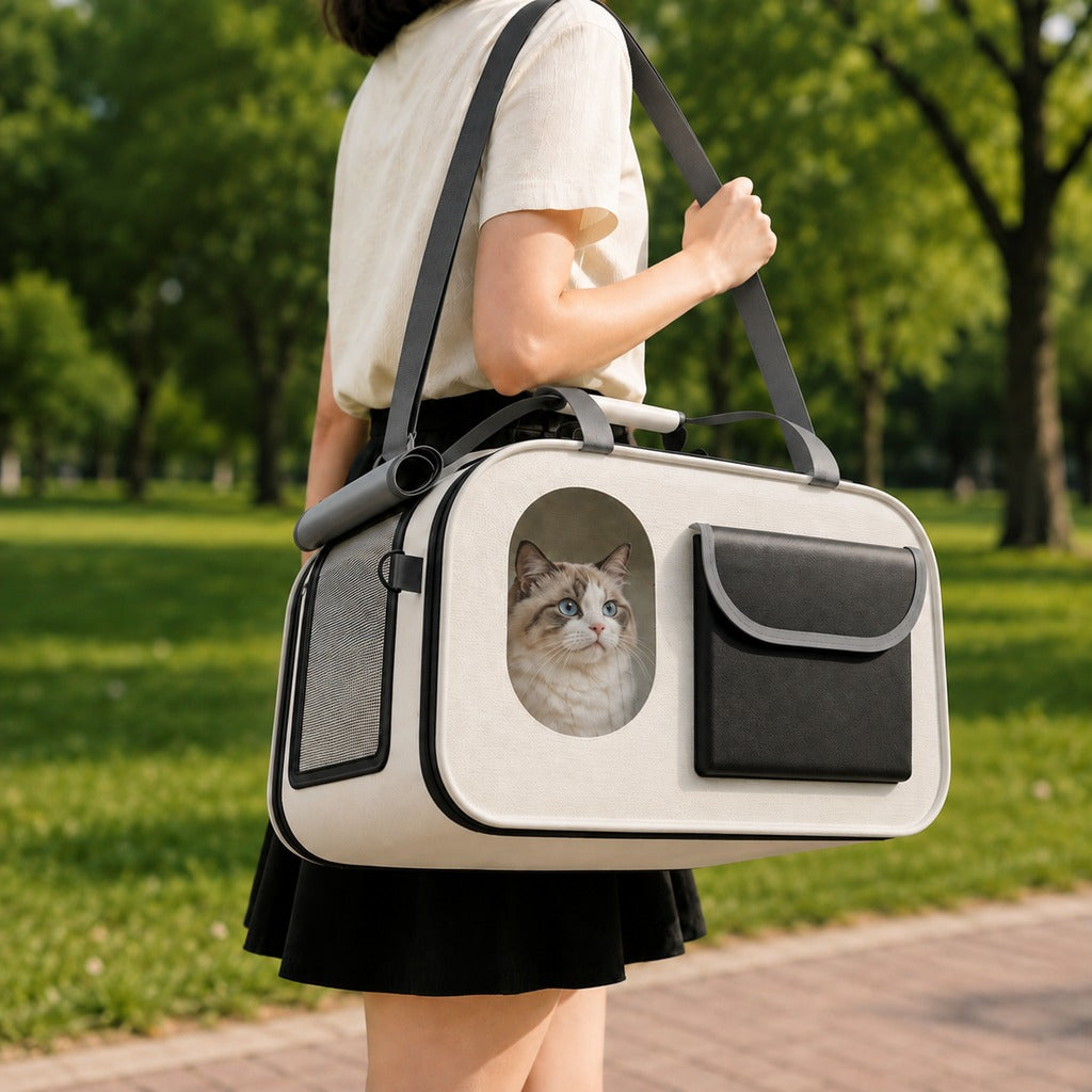 Paws in Awe Large Breathable Pet Carrier for Cats & Small Dogs - Roomy Travel Bag for Vet Visits, Road Trips & Daily Outings image 10