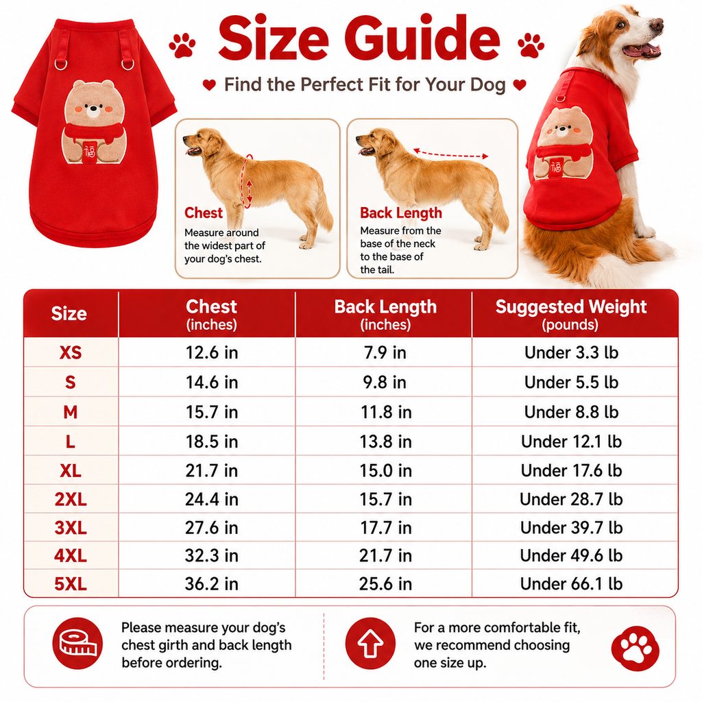 Paws in Awe Warm Dog Sweatshirt for Cold Weather - Cozy Red Pullover for Indoor Lounging, Winter Walks & Lunar New Year Photos, XS-5XL image 5