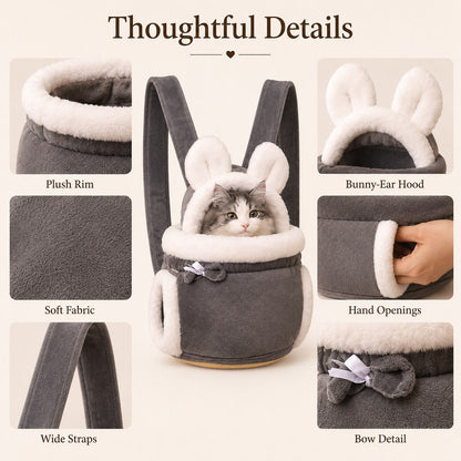Paws in Awe Winter Warm Cat Carrier Backpack for Cold-Weather Outings - Plush Hands-Free Carrier for Cats & Small Pets image 6