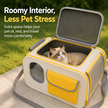 Paws in Awe Large Breathable Pet Carrier for Cats & Small Dogs - Roomy Travel Bag for Vet Visits, Road Trips & Daily Outings image 3
