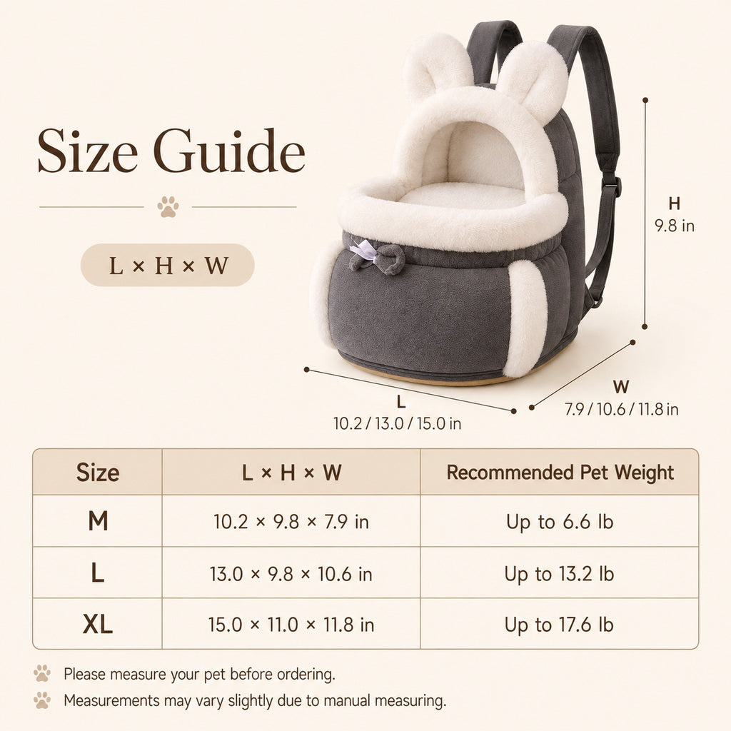 Paws in Awe Winter Warm Cat Carrier Backpack for Cold-Weather Outings - Plush Hands-Free Carrier for Cats & Small Pets image 7