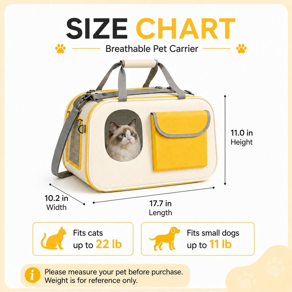 Paws in Awe Large Breathable Pet Carrier for Cats & Small Dogs - Roomy Travel Bag for Vet Visits, Road Trips & Daily Outings image 6