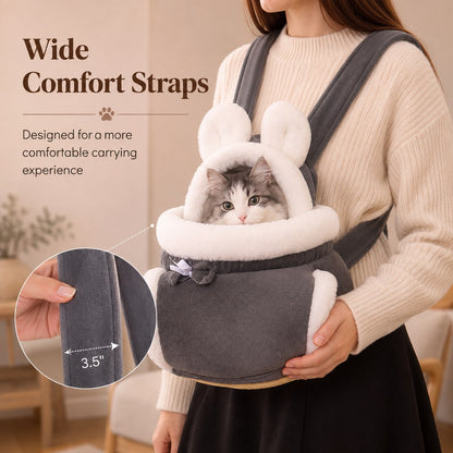 Paws in Awe Winter Warm Cat Carrier Backpack for Cold-Weather Outings - Plush Hands-Free Carrier for Cats & Small Pets image 8