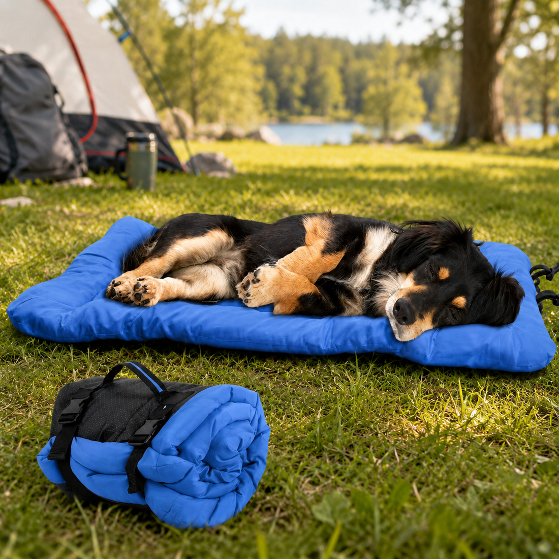 Paws in Awe Portable Outdoor Dog Bed for Camping &Car Travel - Roll-Up Mat for Clean, Comfortable Rest image 13