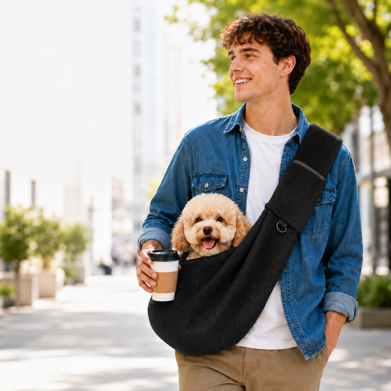 Paws in Awe Crossbody Pet Sling Carrier for Small Dogs & Cats - Breathable Hands-Free Travel Bag for Walks, Errands & Vet Visits image 13
