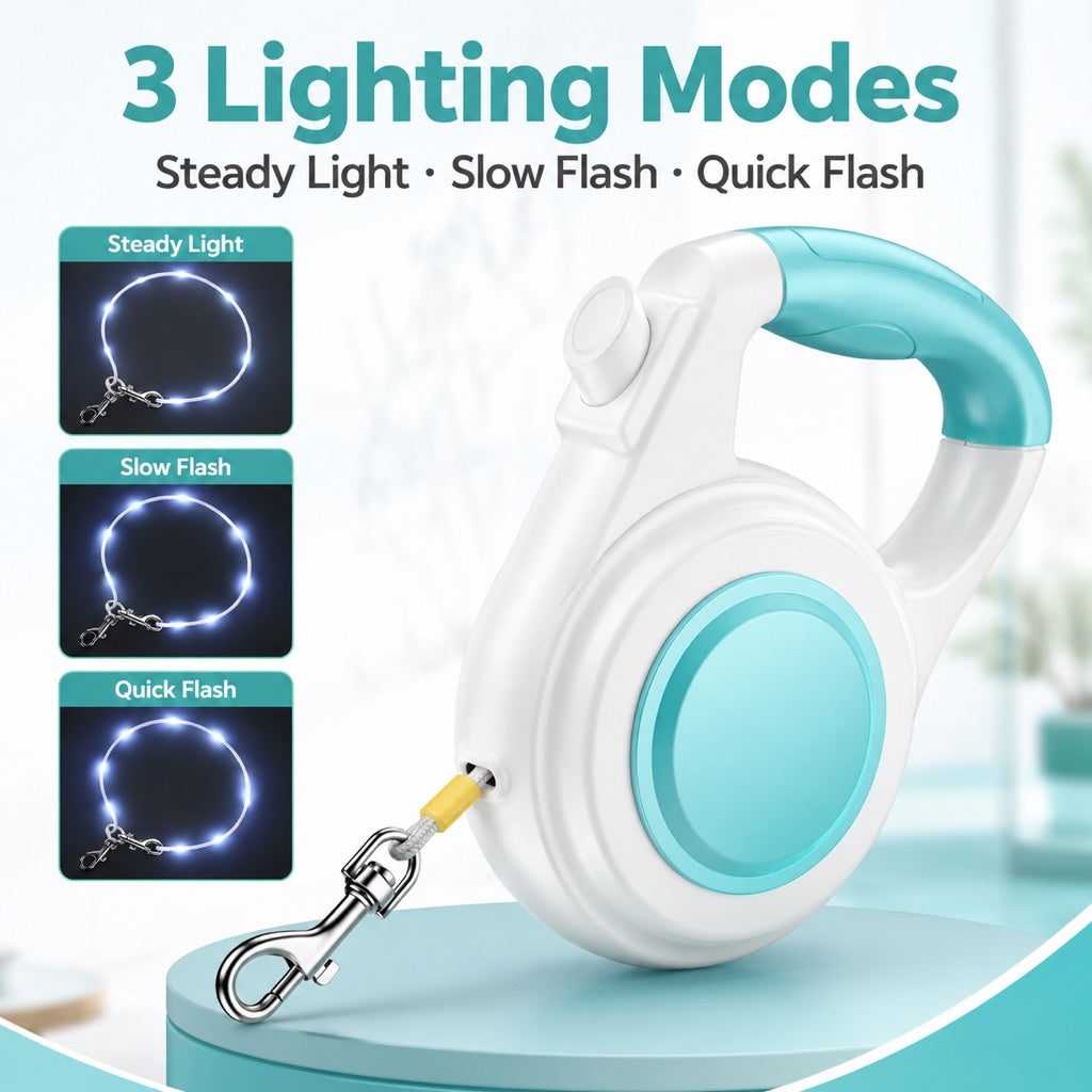 Paws in Awe Rechargeable Light-Up Retractable Dog Leash for Night Walks - Helps Small Dogs Stay Visible & Easy to Control image 6