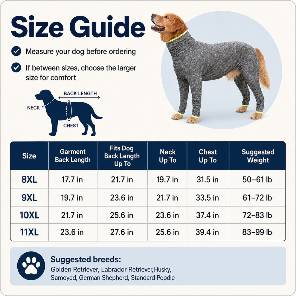 Paws in Awe Large Dog Full-Body Suit for Indoor Wear - Stretch 4-Leg Coverall image 9