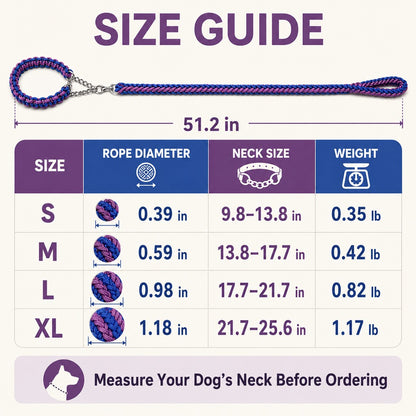 Paws in Awe Heavy-Duty Braided Dog Leash with Chain-Control Collar for Strong Pullers - Daily Walking & Training image 4