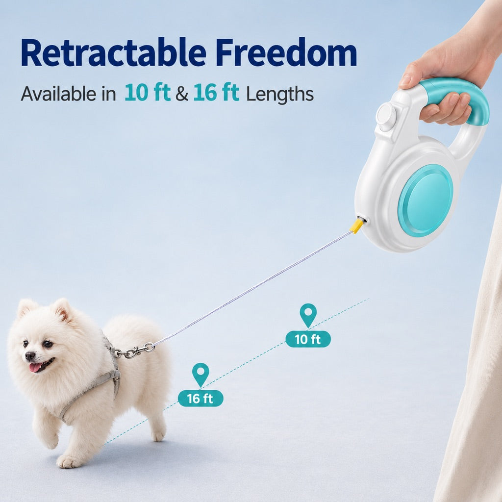 Paws in Awe Rechargeable Light-Up Retractable Dog Leash for Night Walks - Helps Small Dogs Stay Visible & Easy to Control image 7