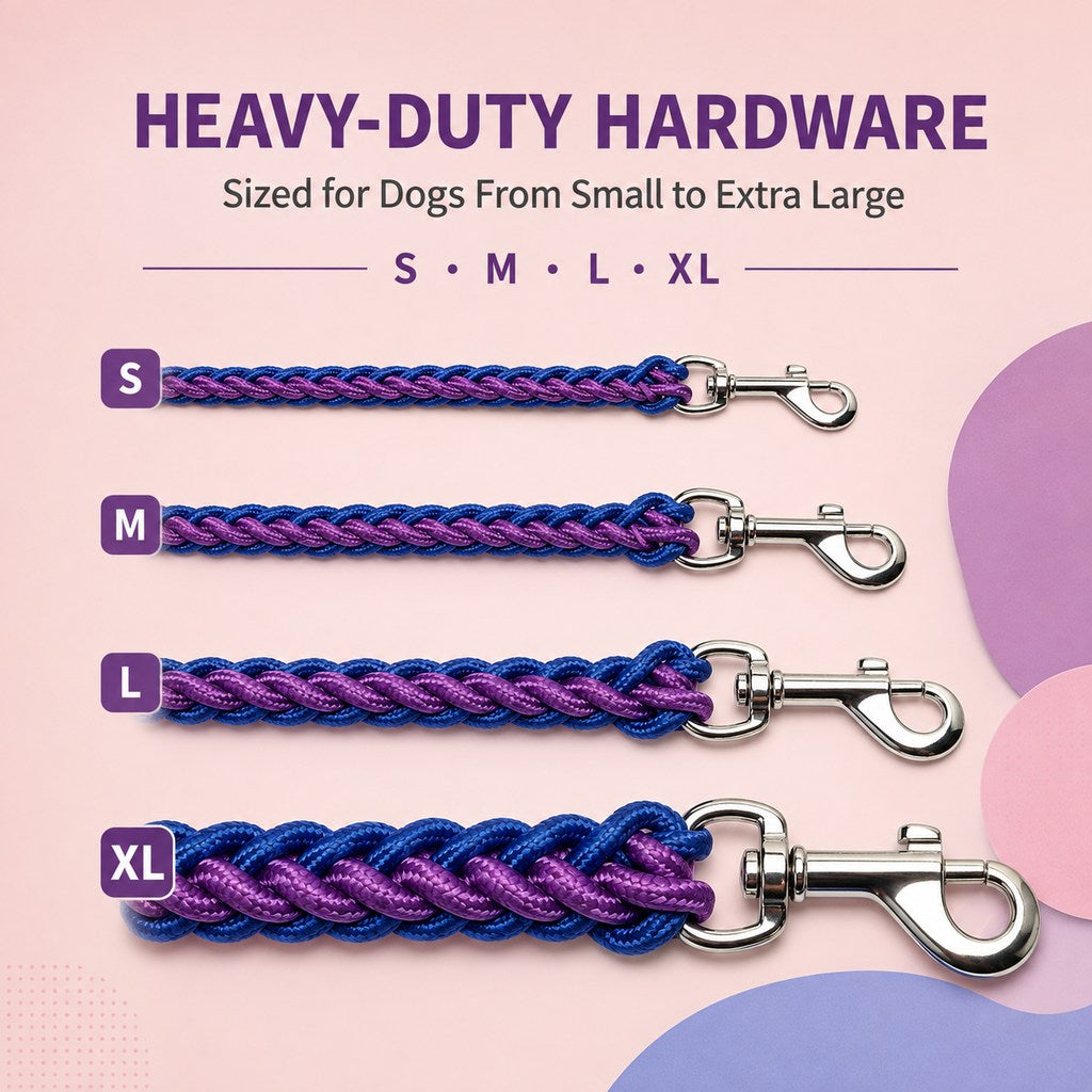 Paws in Awe Heavy-Duty Braided Dog Leash with Chain-Control Collar for Strong Pullers - Daily Walking & Training image 4