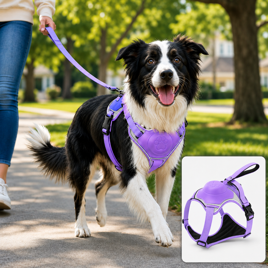 Paws in Awe No-Pull Reflective Dog Harness with Built-In Retractable Leash for Safer Daily Walks image 1