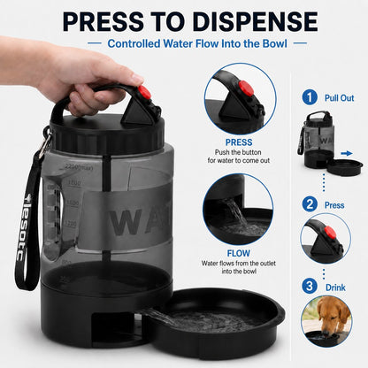 2.2L portable dog travel water bottle with pull-out bowl main image