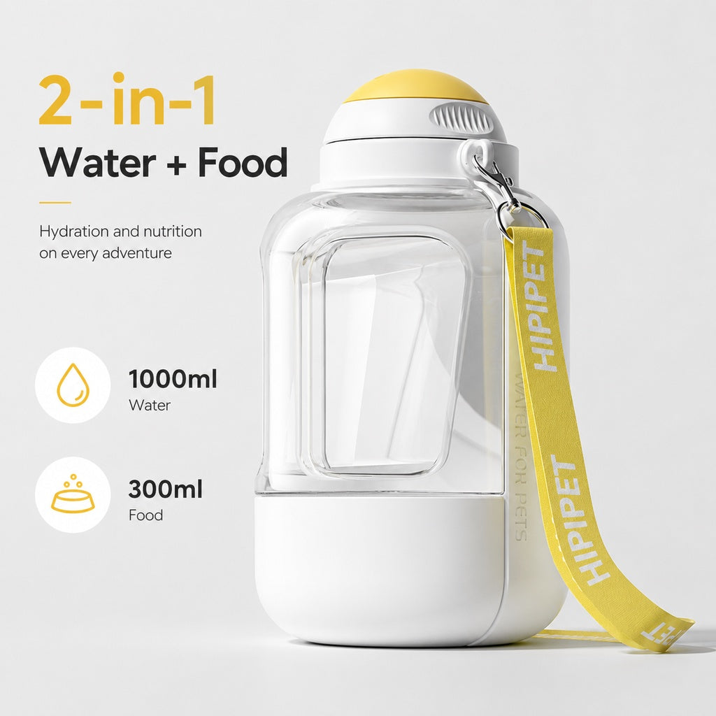 Paws in Awe 2-in-1 Portable Dog Water Bottle with Food Container – Large Capacity Pet Travel Water Fountain, Perfect for Walks, Camping, and Road Trips image 7
