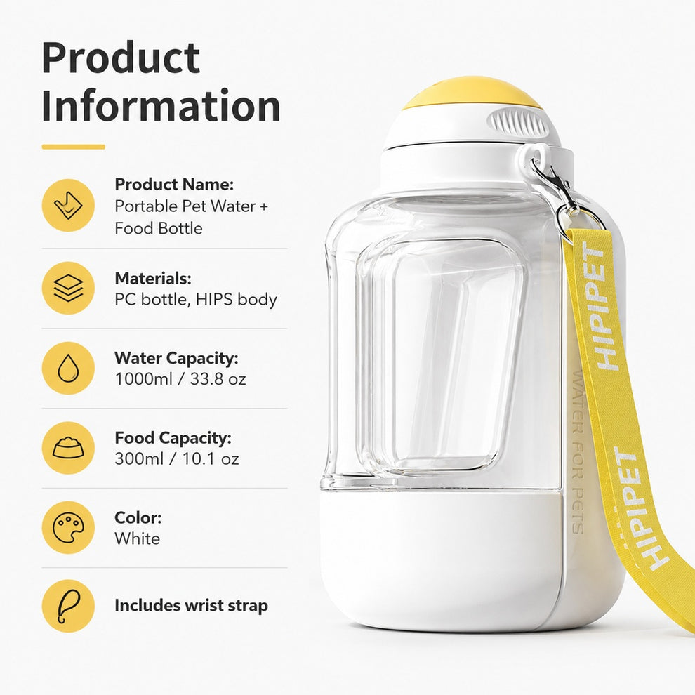Paws in Awe 2-in-1 Portable Dog Water Bottle with Food Container – Large Capacity Pet Travel Water Fountain, Perfect for Walks, Camping, and Road Trips image 8