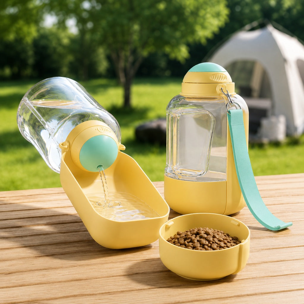 Paws in Awe 2-in-1 Portable Dog Water Bottle with Food Container – Large Capacity Pet Travel Water Fountain, Perfect for Walks, Camping, and Road Trips image 10