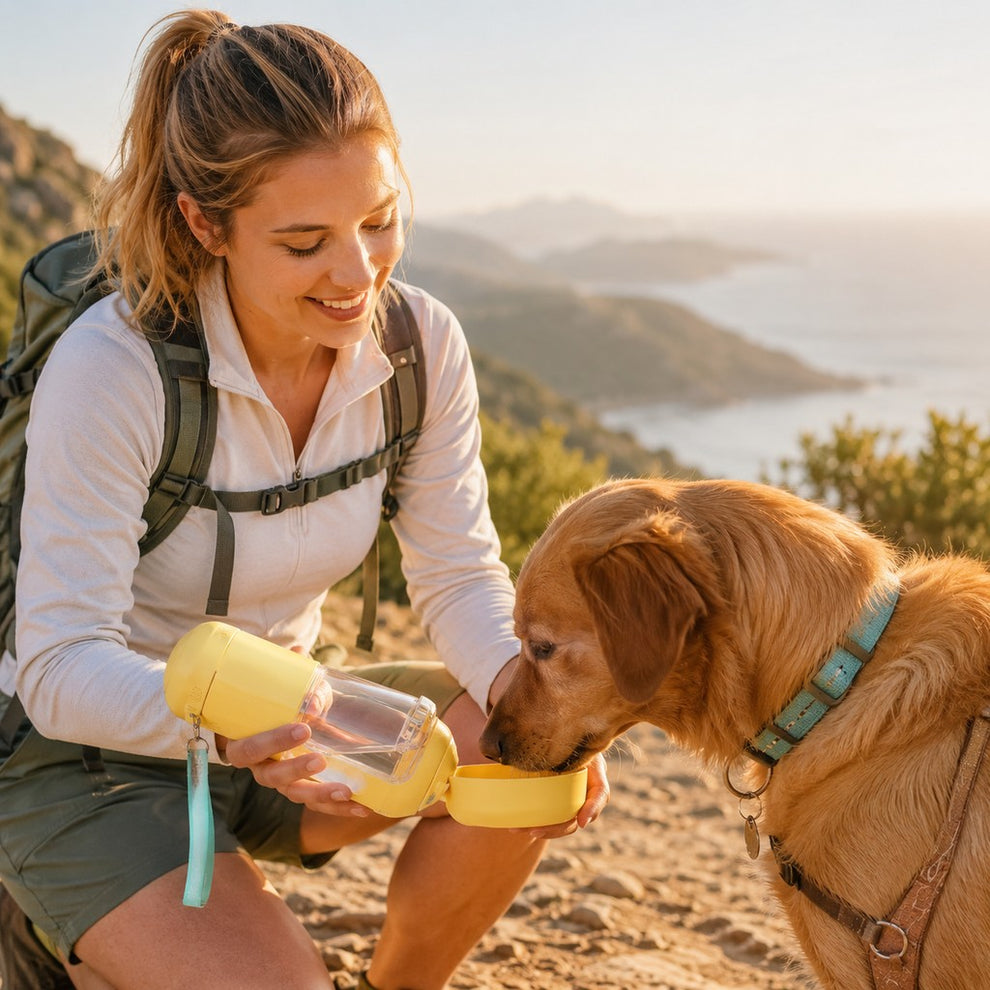 Paws in Awe 2-in-1 Portable Dog Water Bottle with Food Container – Large Capacity Pet Travel Water Fountain, Perfect for Walks, Camping, and Road Trips image 3