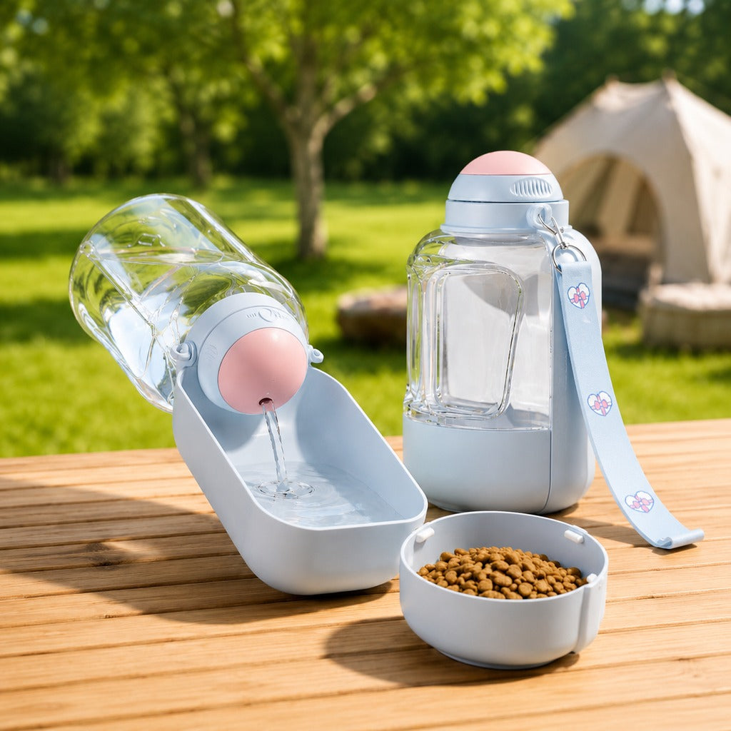 Paws in Awe 2-in-1 Portable Dog Water Bottle with Food Container – Large Capacity Pet Travel Water Fountain, Perfect for Walks, Camping, and Road Trips image 9