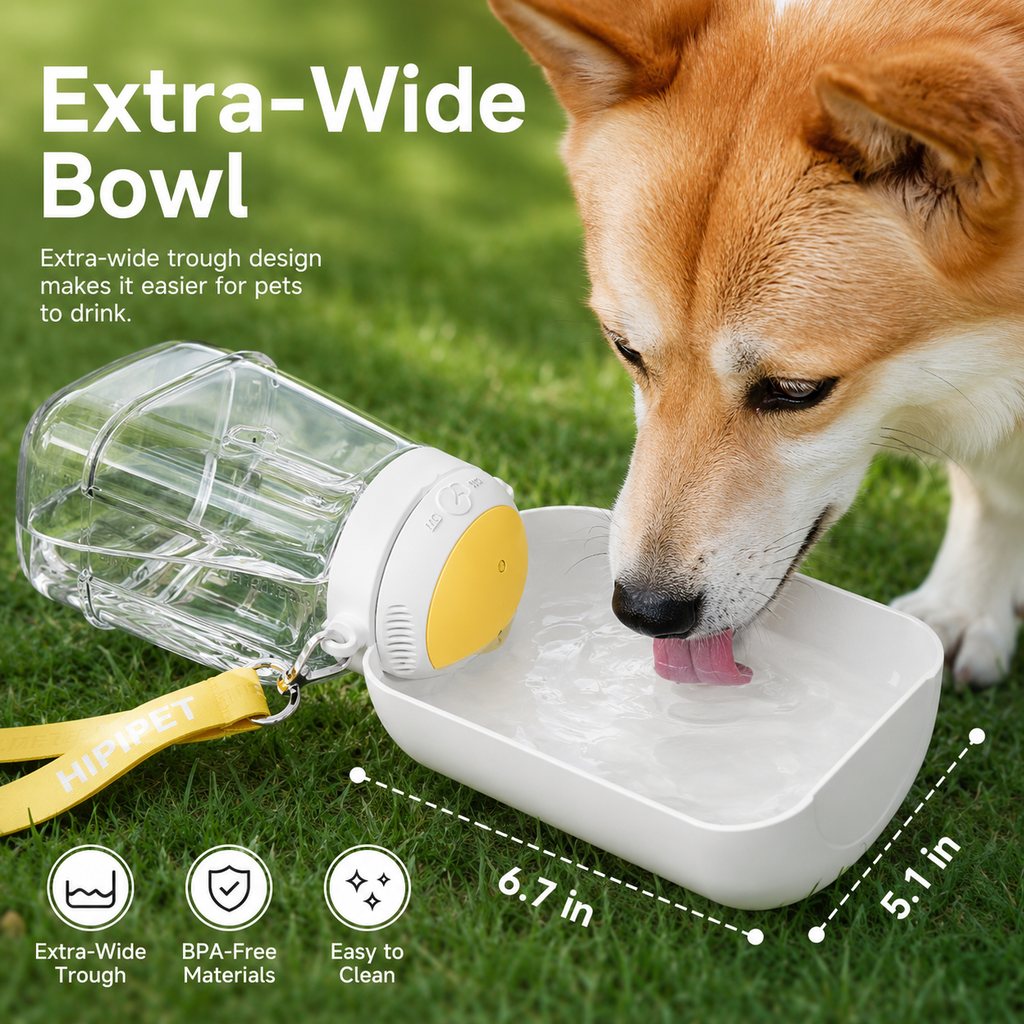 Paws in Awe 2-in-1 Portable Dog Water Bottle with Food Container – Large Capacity Pet Travel Water Fountain, Perfect for Walks, Camping, and Road Trips image 2