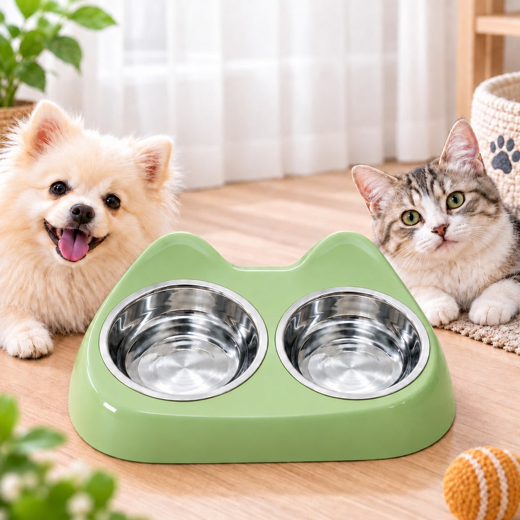 Paws in Awe 2-in-1 Cat Ear Pet Bowl for Cats and Small Dogs - Slow Feeder or Double Stainless Steel Bowls for Slower, Cleaner Mealtimes image 11