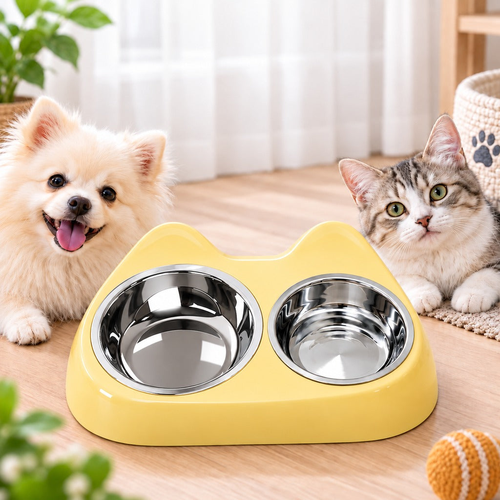 Paws in Awe 2-in-1 Cat Ear Pet Bowl for Cats and Small Dogs - Slow Feeder or Double Stainless Steel Bowls for Slower, Cleaner Mealtimes image 12
