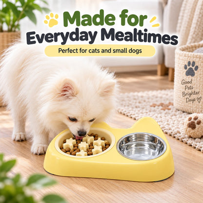 Paws in Awe 2-in-1 Cat Ear Pet Bowl for Cats and Small Dogs - Slow Feeder or Double Stainless Steel Bowls for Slower, Cleaner Mealtimes image 3