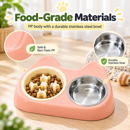 Paws in Awe 2-in-1 Cat Ear Pet Bowl for Cats and Small Dogs - Slow Feeder or Double Stainless Steel Bowls for Slower, Cleaner Mealtimes image 7