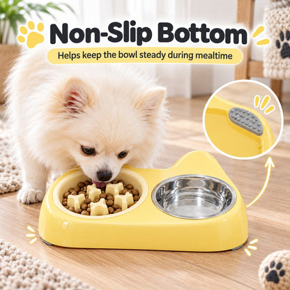 Paws in Awe 2-in-1 Cat Ear Pet Bowl for Cats and Small Dogs - Slow Feeder or Double Stainless Steel Bowls for Slower, Cleaner Mealtimes image 6