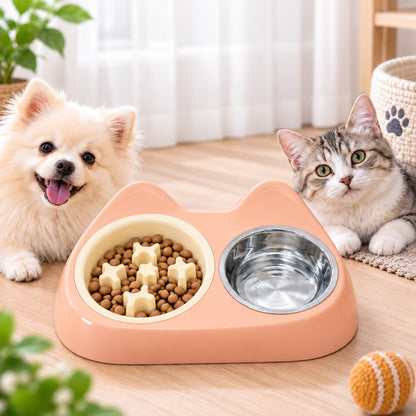 Paws in Awe 2-in-1 Cat Ear Pet Bowl for Cats and Small Dogs - Slow Feeder or Double Stainless Steel Bowls for Slower, Cleaner Mealtimes image 13
