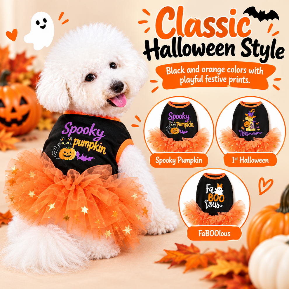 Paws in Awe Halloween Dog Tutu Dress for Parties & Photos - Soft Lightweight Costume for Small Dogs image 2
