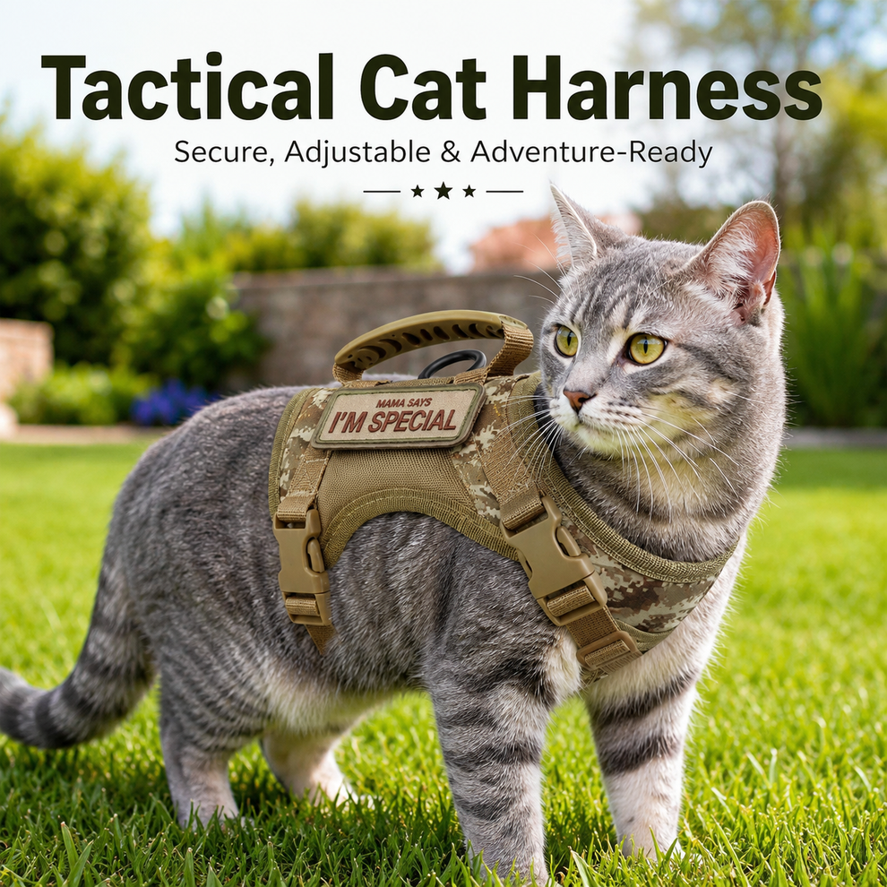 Paws in Awe Tactical Cat Harness with Leash for Outdoor Walks, Adjustable Escape-Resistant Vest for Cats image 4