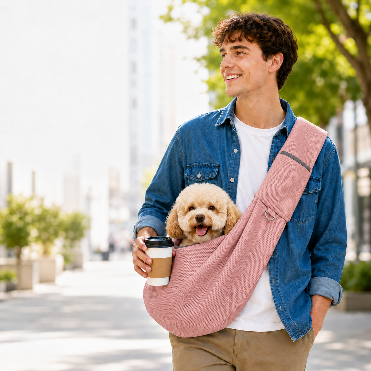 Paws in Awe Crossbody Pet Sling Carrier for Small Dogs & Cats - Breathable Hands-Free Travel Bag for Walks, Errands & Vet Visits image 11
