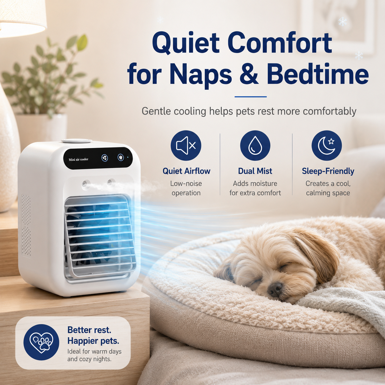 Paws in Awe Ultra-Quiet Mini Air Cooler for Home & Office – Keeps Pets & Kids Comfortable While Beating the Heat image 2