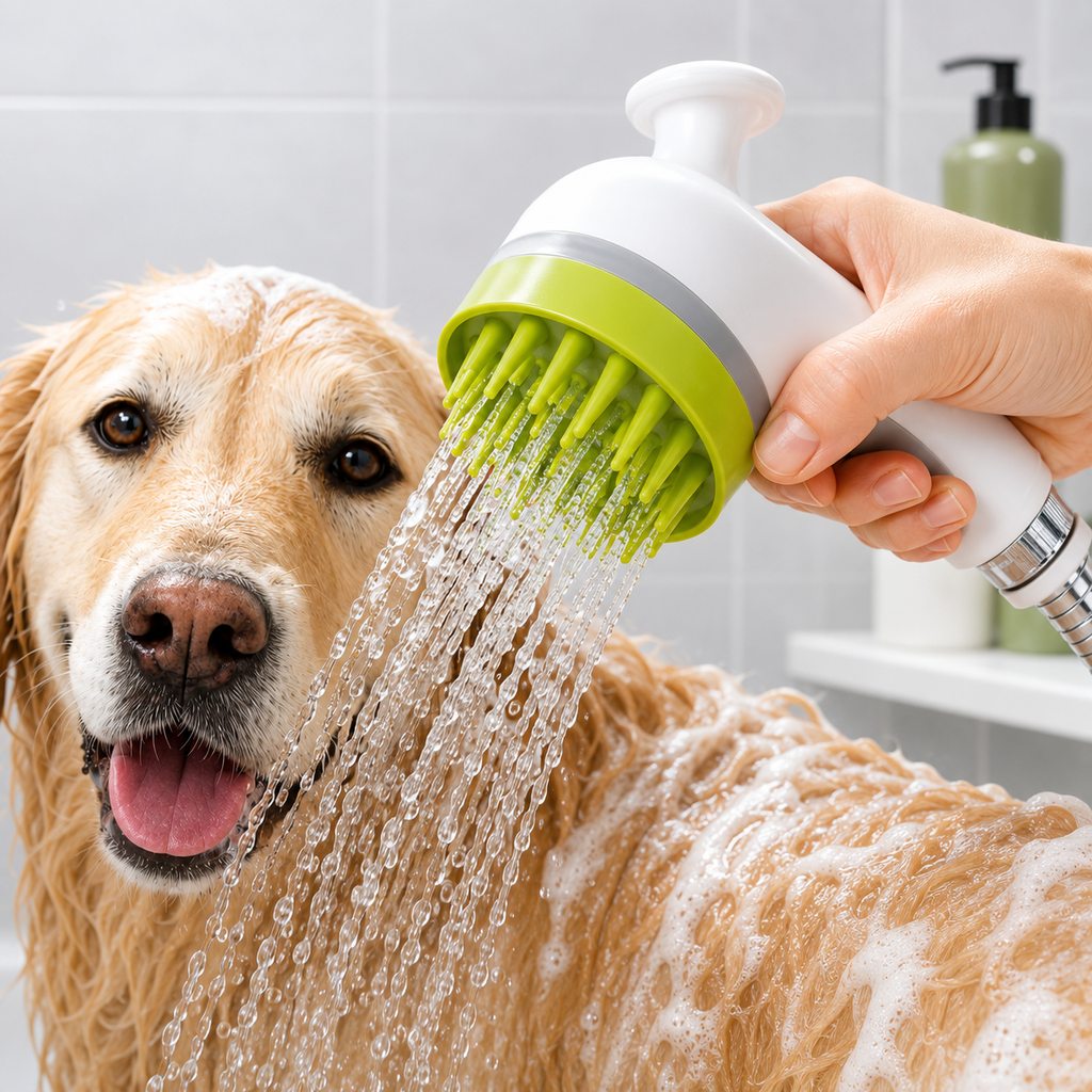 Paws in Awe 3-in-1 Pet Bathing Sprayer Brush for Dogs & Cats - Easier Indoor & Outdoor Washing image 1