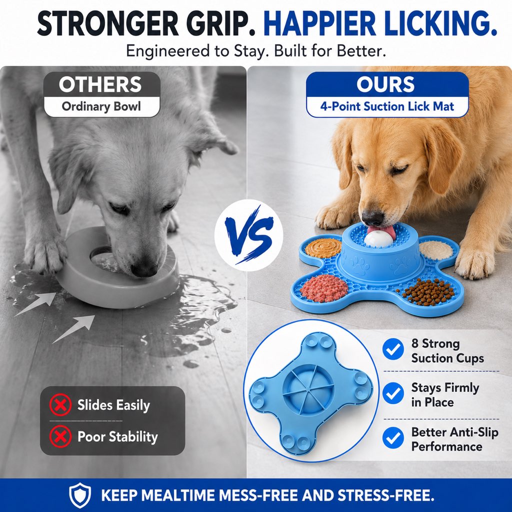 Paws in Awe 3-in-1 Dog Lick Mat & Slow Feeder Bowl for Bath Time, Grooming & Home Alone - Helps Slow Fast Eating and Keep Pets Busy image 5