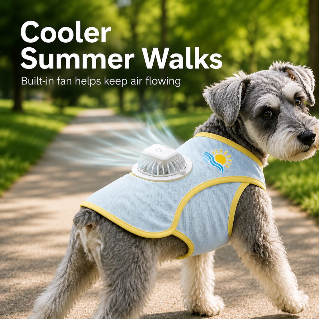 3 speed cooling fan dog vest summer walks