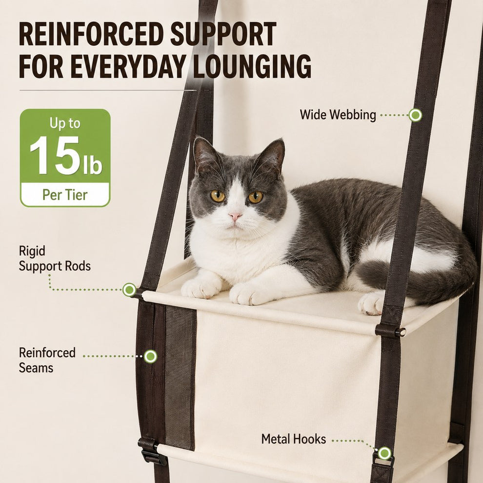3-tier hanging cat tree dimensions and door clearance guide