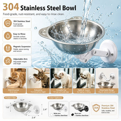 Paws in Awe No-Drill Wall-Mounted Pet Bowl for Small Dogs & Cats - Elevated Feeding for Cleaner Floors image 3