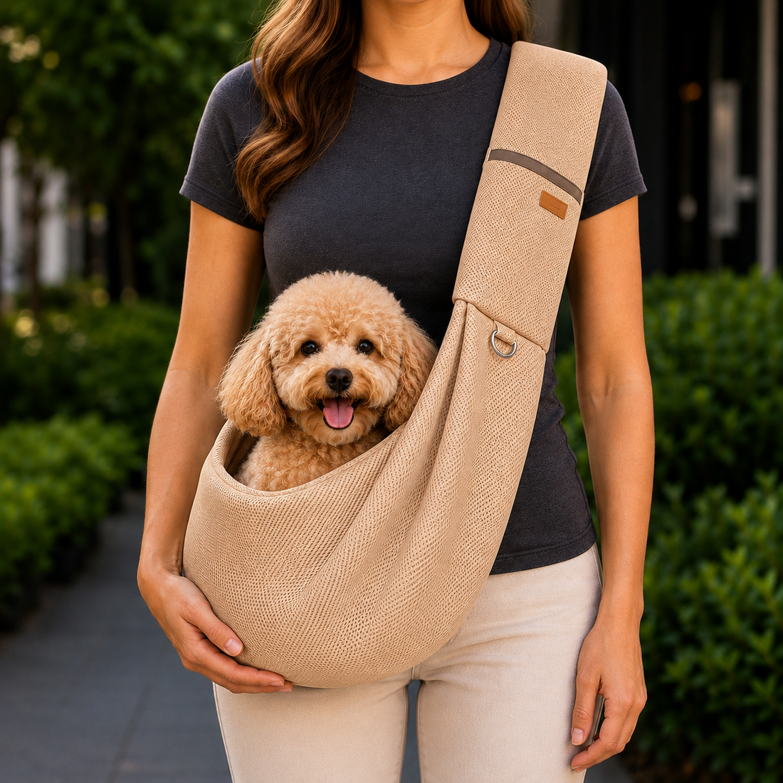 Paws in Awe Crossbody Pet Sling Carrier for Small Dogs & Cats - Breathable Hands-Free Travel Bag for Walks, Errands & Vet Visits image 11