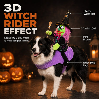 Paws in Awe 3D Witch Rider Halloween Pet Costume for Trick-or-Treating, Parties & Photos – Instant Funny Look for Dogs & Cats image 4